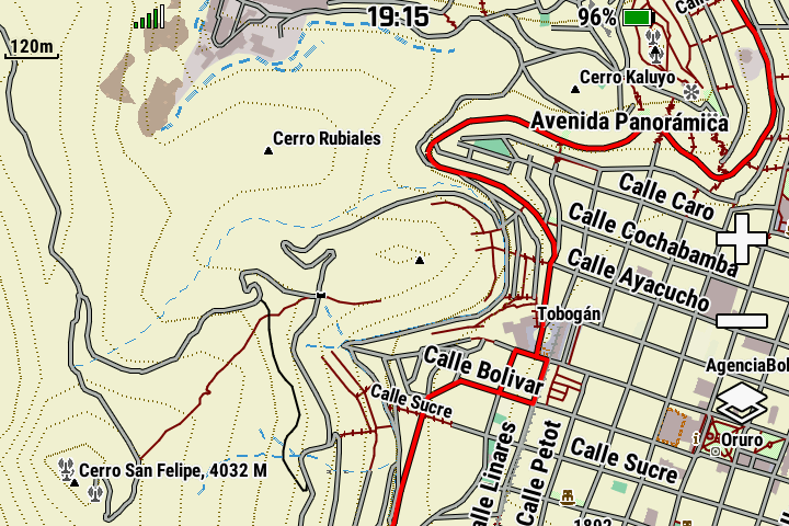 Część centralno-wschodnia Ameryka Południowa OSM Topo